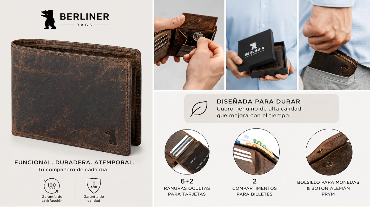 Chollo Cartera de piel Berliner Bags con protección RFID para hombre por sólo 27,06€ (46% de descuento)