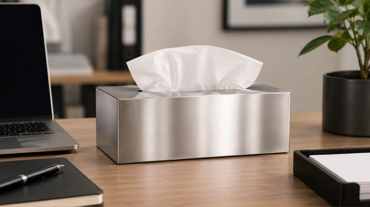 Diseño y elegancia en uno: caja Blomus Nexio para pañuelos en acero inoxidable pulido por sólo 34,77€ (20% de descuento)