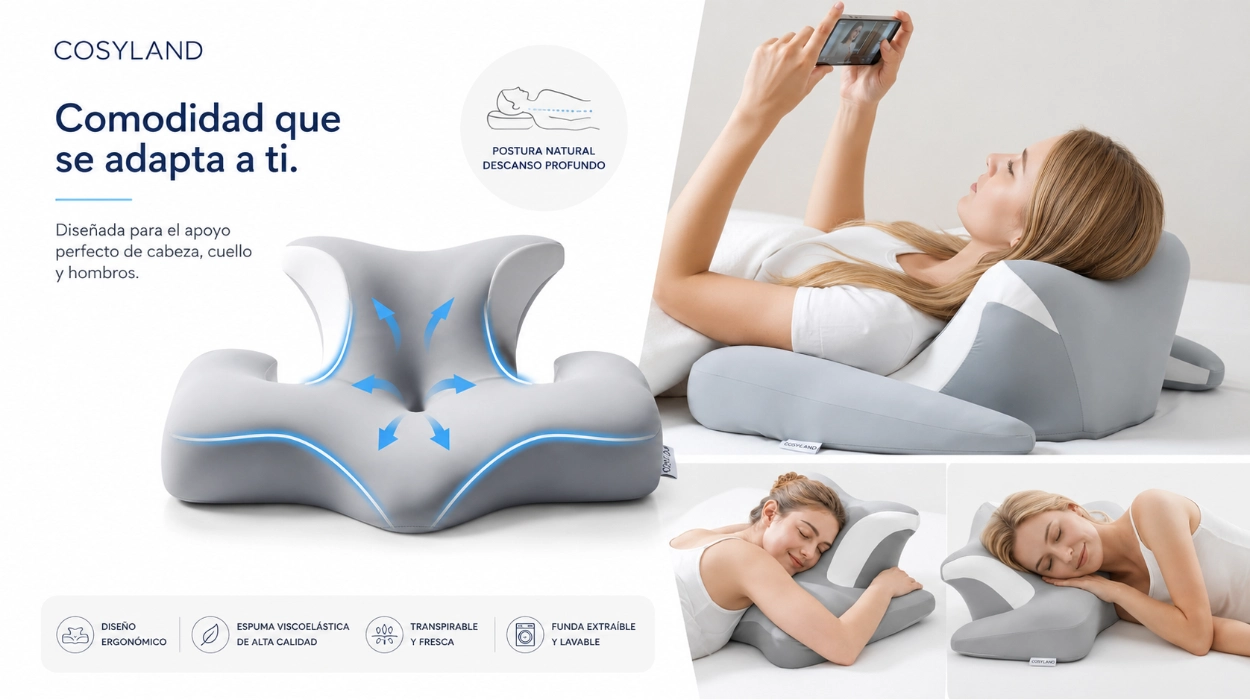 Descanso óptimo con la almohada ergonómica Cosyland con funda transpirable por sólo 27,07€ (-25%)