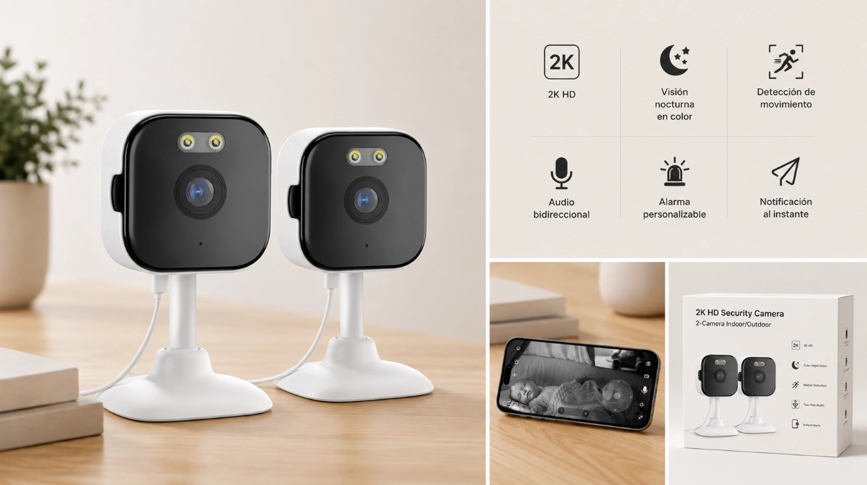 Pack x2 cámaras de seguridad Anbiux 2K con audio bidireccional y visión nocturna en color por sólo 15,99€ (-30%)