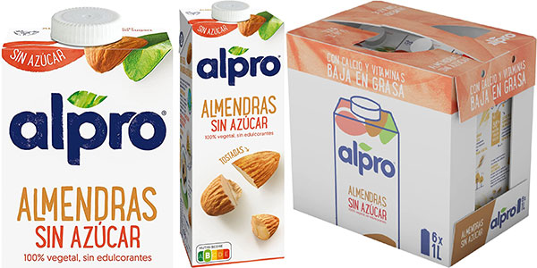 Chollo Pack x6 Bebida vegetal Alpro Almendras sin azúcar de 1 litro por sólo 7,30€ (-44%) ¡1,22€ cada brik!