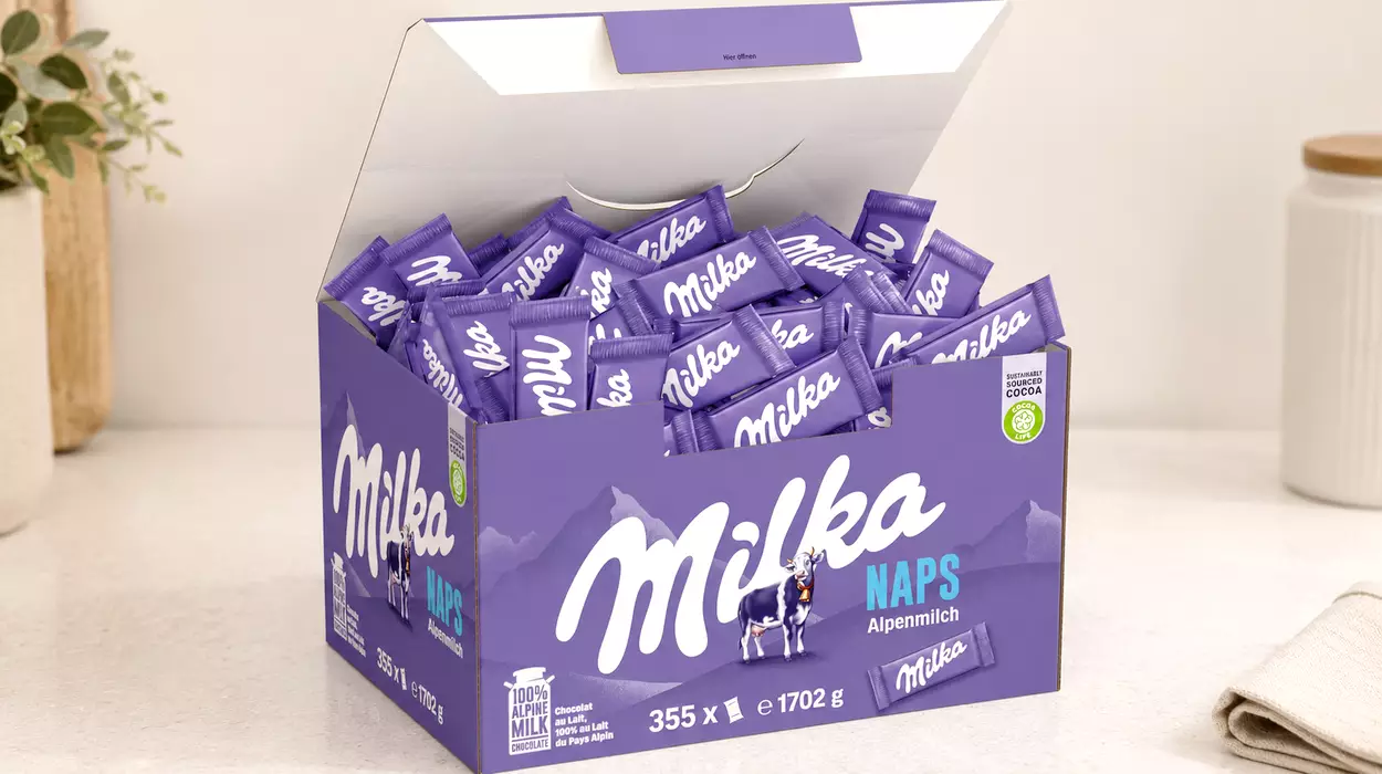 Chollo Caja x355 Chocolatinas Milka Naps de chocolate con leche de 1,7 kg por sólo 21,50€ (50% de descuento)