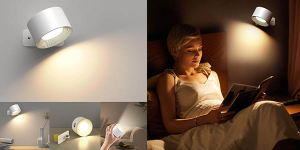 Chollo Luz de pared giratoria con carga USB en blanco por sólo 13,92€ (44% de descuento)