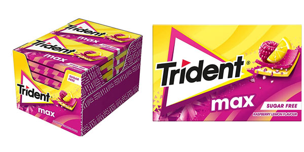 Chollo Pack x12 paquetes de Chicles Trident max Frambuesa Limón por sólo 6,10€ (33% de descuento)