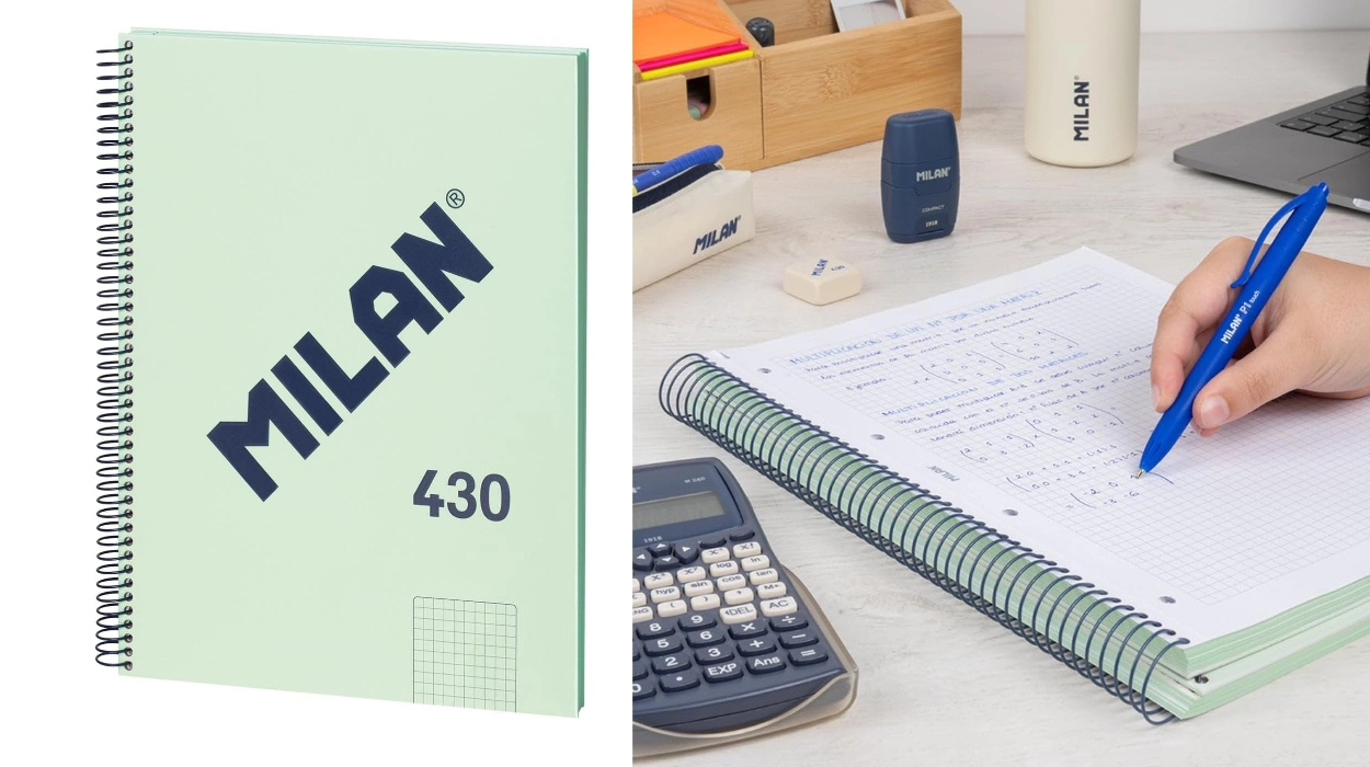 Cuaderno MILAN A4 de tapa dura, cuadrícula 5x5mm y 80 hojas por sólo 3,11€ (30% de descuento)