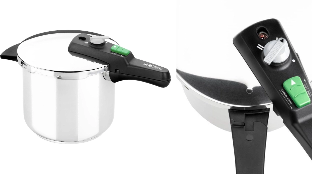 Olla rápida y segura Monix Quick de 6L, acero inoxidable, presión ajustable y triple seguridad por sólo 39,90€