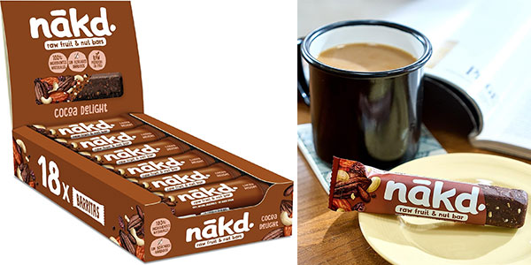 Chollo Pack x18 barritas raw de fruta y frutos secos Nākd Cocoa Delight por sólo 11,59€ (-17%) ¡Sólo 0,64€ cada una!