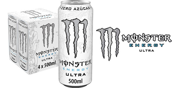 Chollo Pack de 4 latas de Monster Energy Ultra White de 500 ml por sólo 5,28€ (-21%) ¡1,32€ cada una!