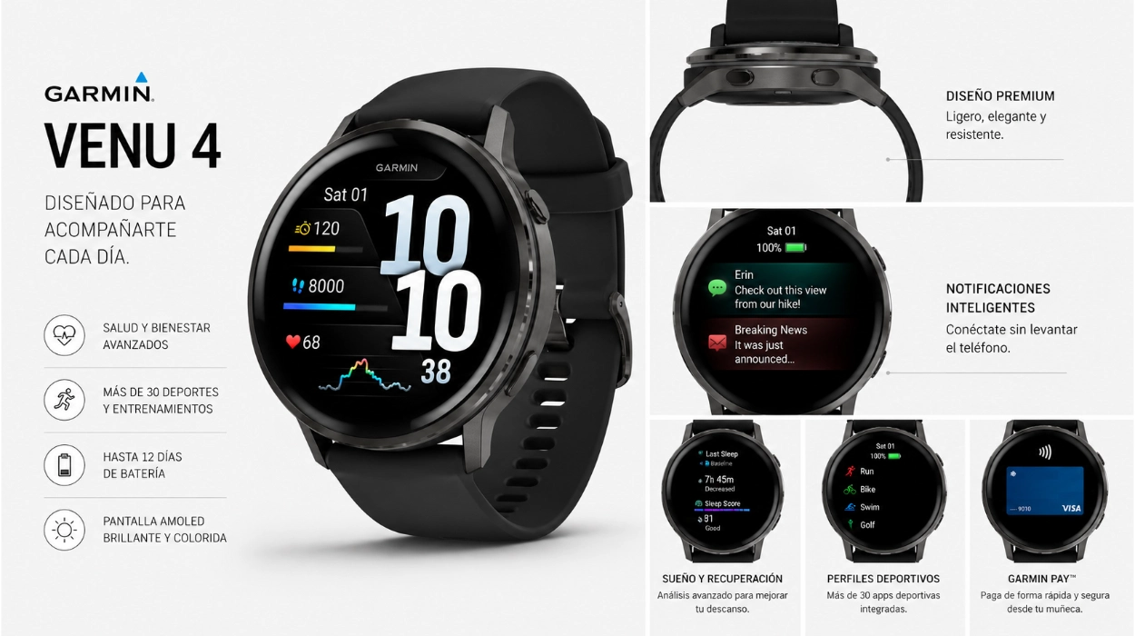 Pantalla AMOLED y funciones top: Garmin Venu 4 cuida tu salud y deporte por sólo 433€ (21% de descuento)