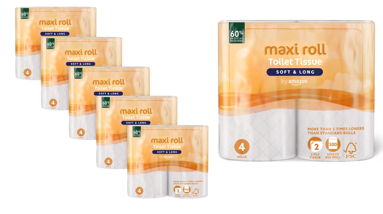 Pack x20 papel higiénico by Amazon Maxi Toilet Roll suave y ecológico por sólo 12,20€ (15% de descuento)