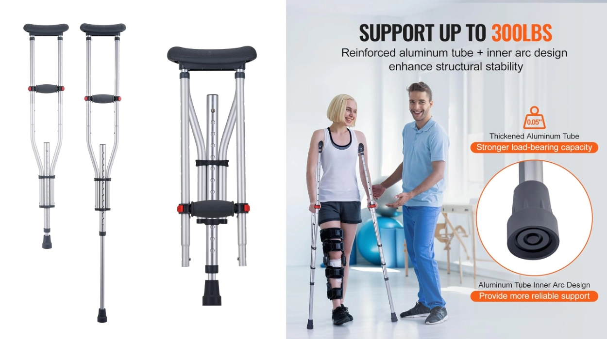 Muletas Vevor ajustables y seguras con almohadilla suave para caminar sin tensión por sólo 35,90€ (40% de descuento)