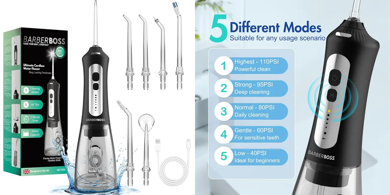 Chollo Irrigador bucal BarberBoss QR-7025 portátil por sólo 25,45€ (-43%)