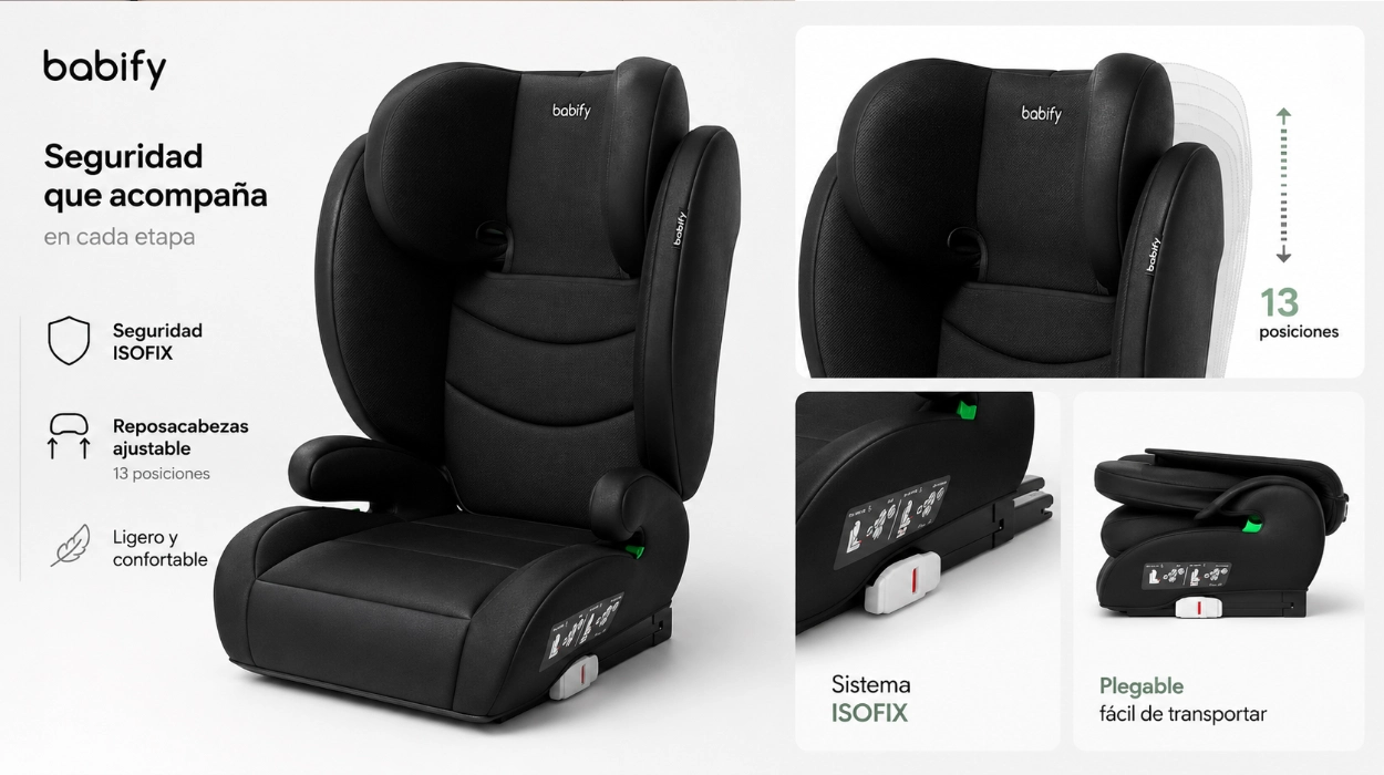 Máxima seguridad y comodidad con la silla de coche Babify FlexiFit con 13 posiciones ajustables por sólo 54,51€ (52% de descuento)