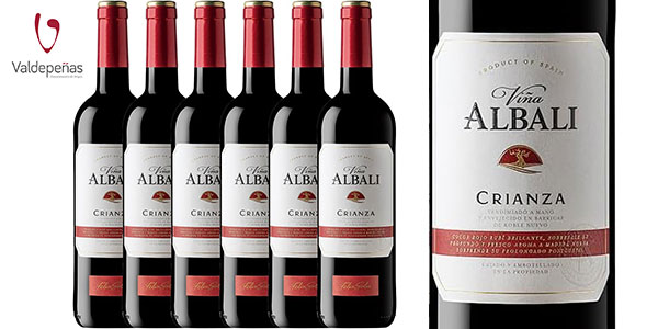 Chollo Pack de 6 botellas Vino Tinto Viña Albali Crianza con DOCa Valdepeñas de 750 ml por sólo 13,11€ (-27%) ¡2,19€ cada una!