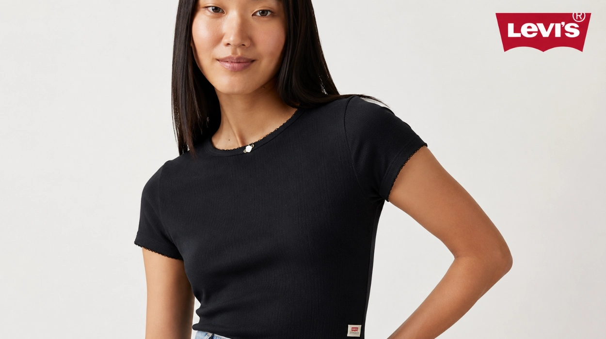 Revive el clásico con la camiseta Levi’s Dry Goods Slim Fit de canalé para mujer por sólo 17,50€ (50% de descuento)