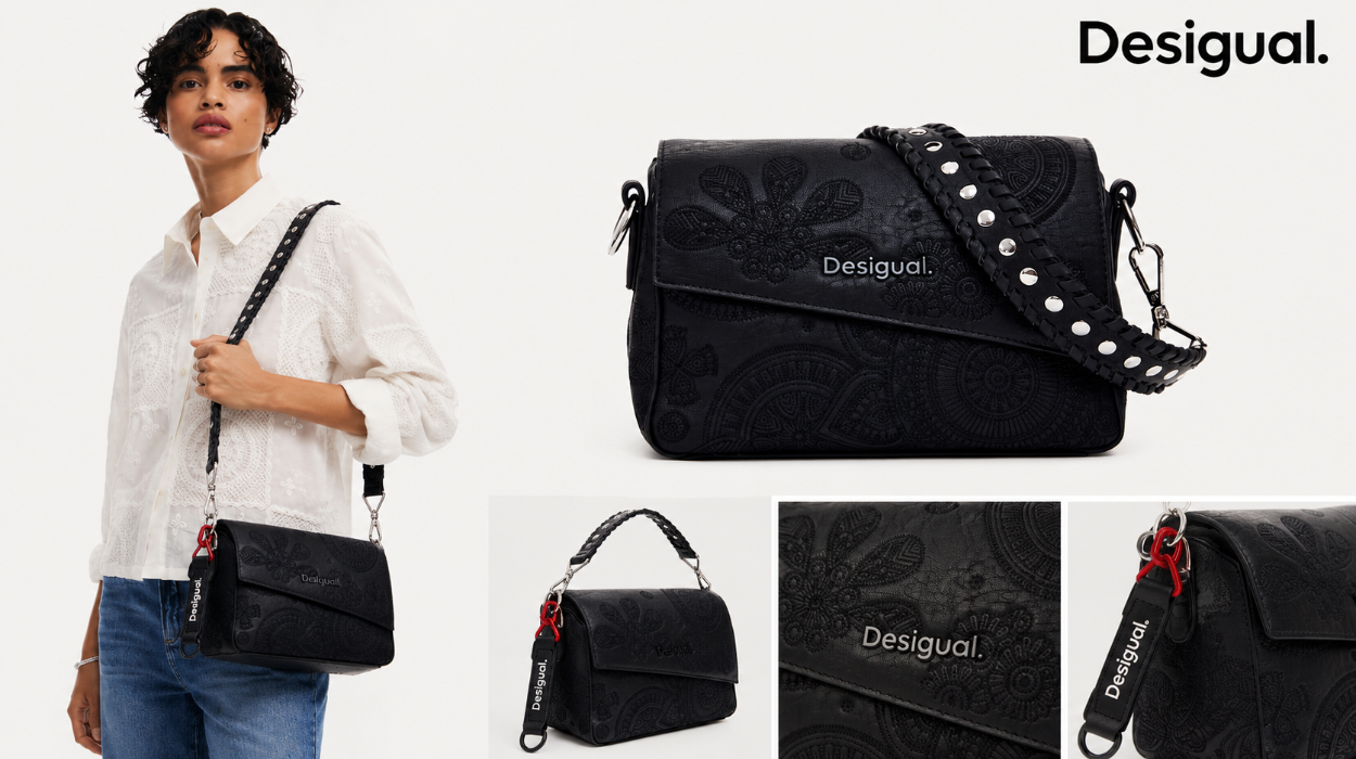 Destaca con el bolso bandolera mini Desigual efecto piel y relieves de mandalas por sólo 39,90€ con envío gratis (-33%)