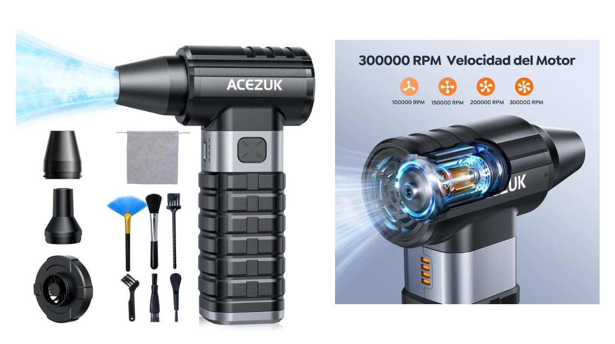 Mantén tus dispositivos impecables con el soplador recargable Acezuk Aria potente con 4 velocidades por sólo 19,99€ con cupón (-50%)