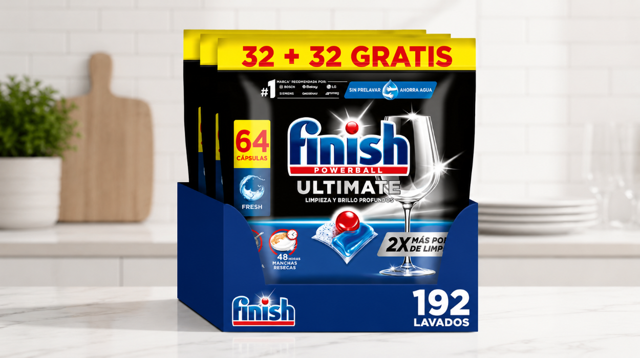 Pack x192 pastillas Finish Powerball Ultimate (sólo 0,13€ cada una) por sólo 25,56€ con cupón y envío gratis (-42%)