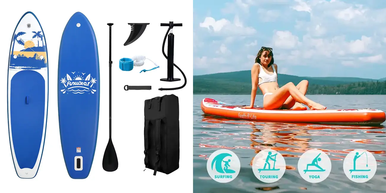 Chollo Tabla de surf hinchable FunWater con remo, bomba, mochila y accesorios por sólo 69,96€ con cupón y envío gratis (-79%)