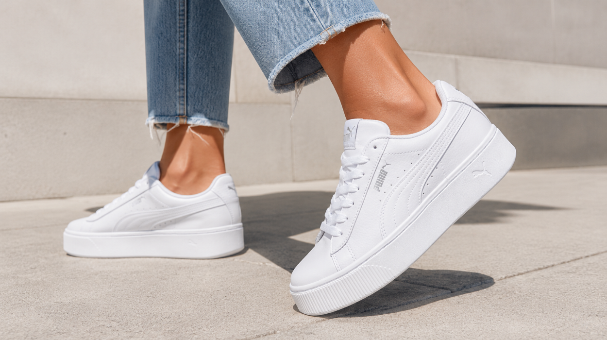 Chollo Zapatillas de piel Puma Vikky Stacked para mujer por sólo 35€ con envío gratis (-46%)