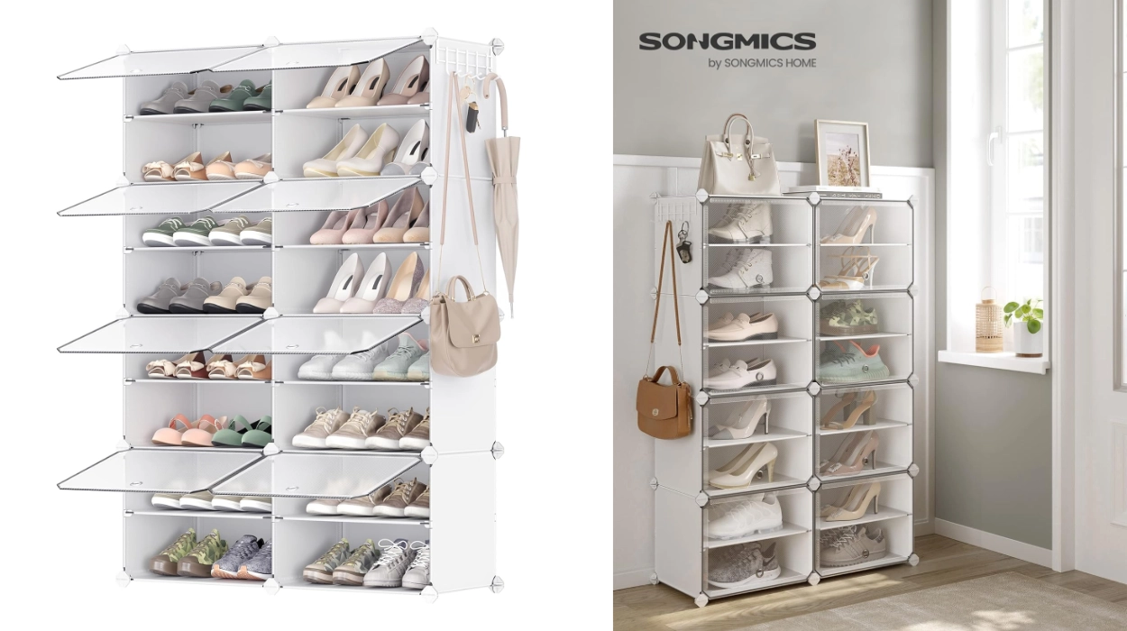 Mueble zapatero Songmics con 8 compartimentos para hasta 32 pares de zapatos por sólo 27,19€ (-20%)