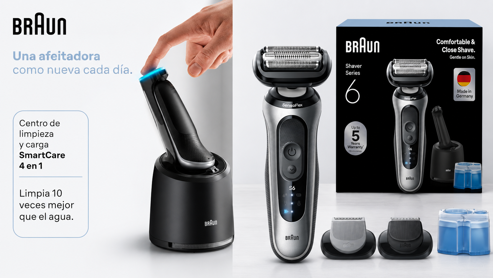 Braun Series 6: Afeitadora eléctrica en seco y mojado, 2 modos y 60 min de uso por sólo 126,68€ con envío gratis (-46%)