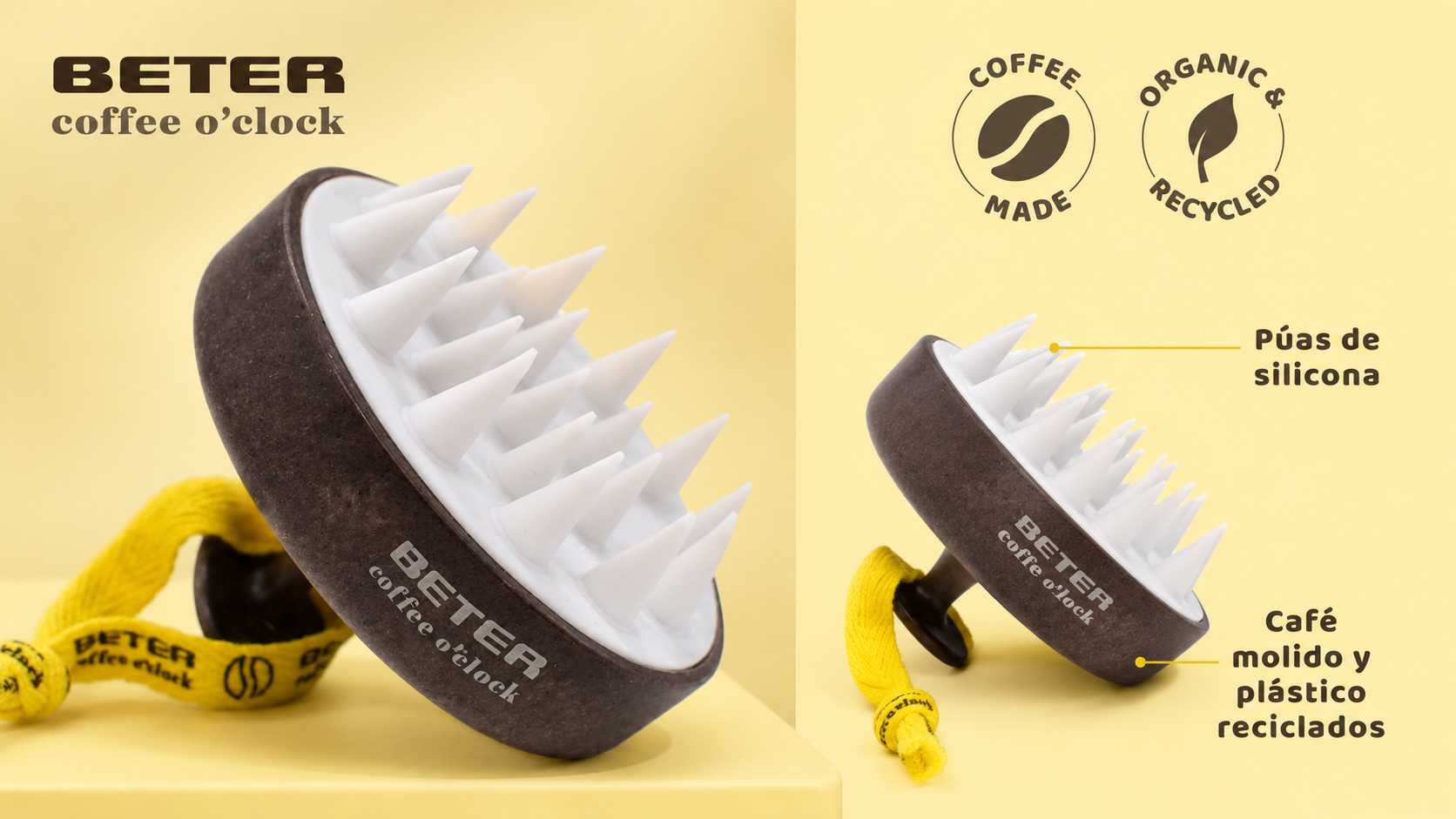 Cepillo masajeador para cuero cabelludo Beter con café molido y púas de silicona por sólo 2,46€ (-51%)