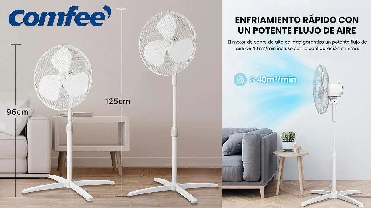 Chollo Ventilador de pie ajustable Comfee 2025 por sólo 18,99€
