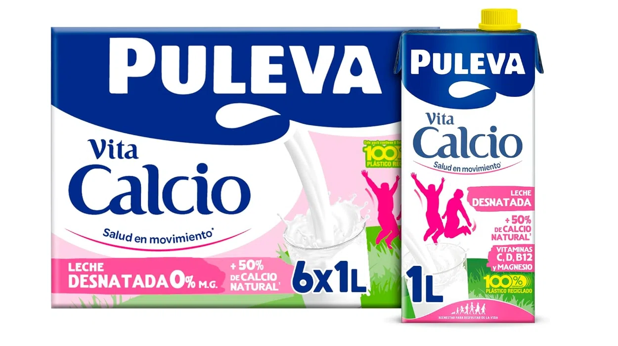Fortalece tus huesos con el pack x6 leche desnatada Puleva Calcio de 1 litro por sólo 6€ (-38%)