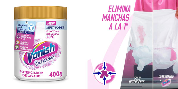 Chollo x2 Quitamanchas en polvo Vanish Oxi Action Multi Poder de 400 g por sólo 5,84€ con descuento (-35%) ¡2,92€ cada uno!