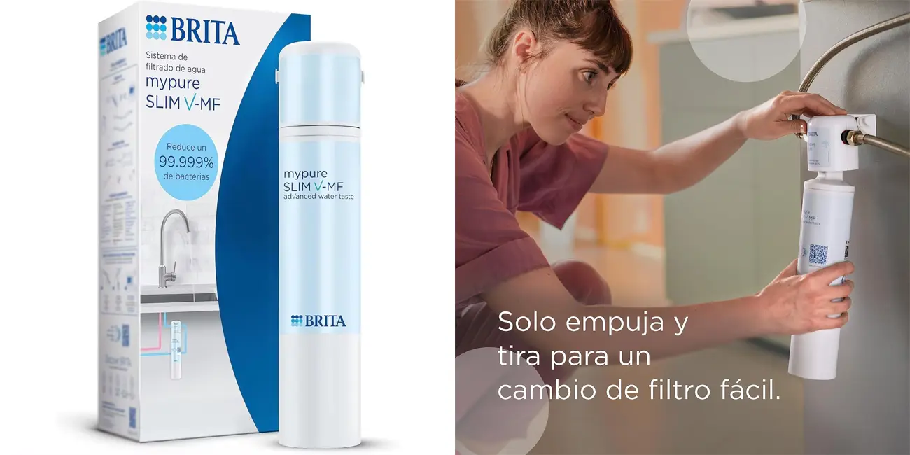 Chollo Sistema de filtración de agua BRITA MyPure SLIM V-MF por sólo 112,79€ con cupón y envío gratis (-24%)