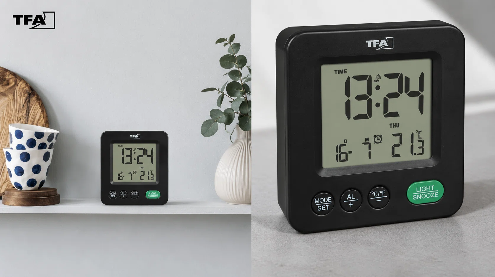 Mini despertador digital TFA Dostmann con radio y termómetro interior por sólo 12,67€ (-31%)
