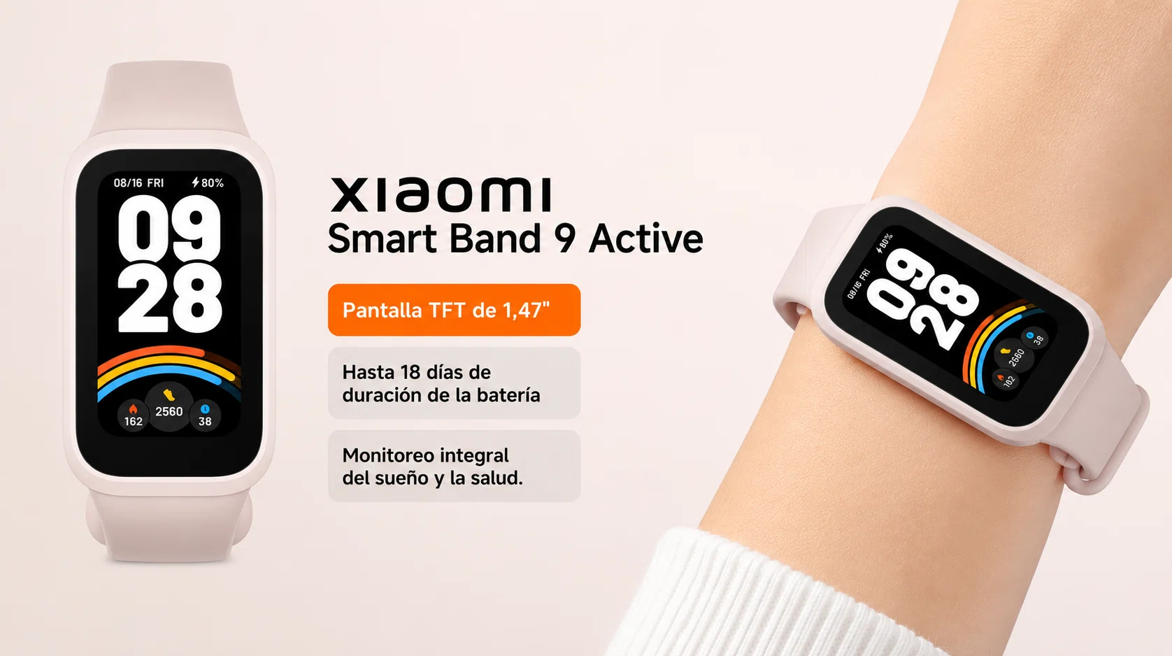 Xiaomi Smart Band 9 Active con pantalla TFT de 1.47» y batería de 18 días por sólo 13,70€ con cupón y envío gratis (-45%)
