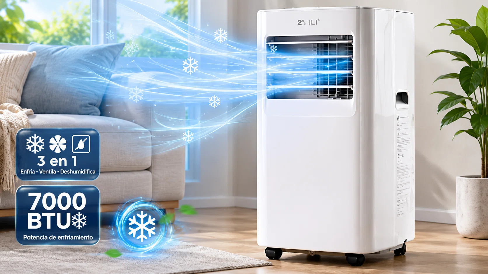 Aire acondicionado portátil EVVO Clima P7, silencioso y eficiente, 7000 BTU por sólo 138,30€ con cupón y envío gratis (-41%)