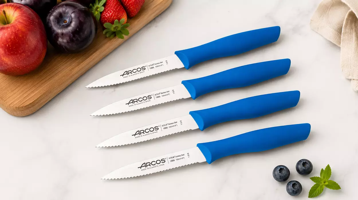 Chollo Pack x4 cuchillos mondadores Arcos Serie Nova con hoja serrada de acero inoxidable por sólo 7,96€ (-28%)