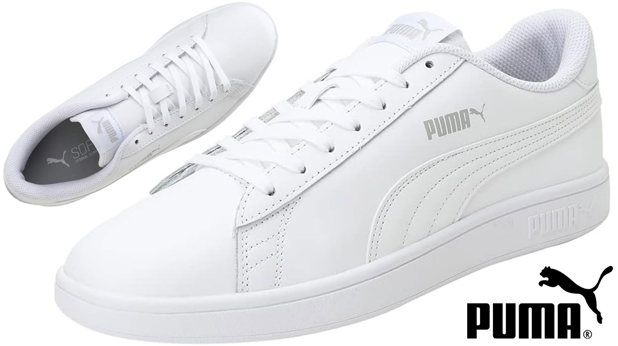 Chollazo Zapatillas Puma Smash V2 completamente blancas (tallas juveniles y adulto) desde sólo 30,03€ con envío gratis (-45%)