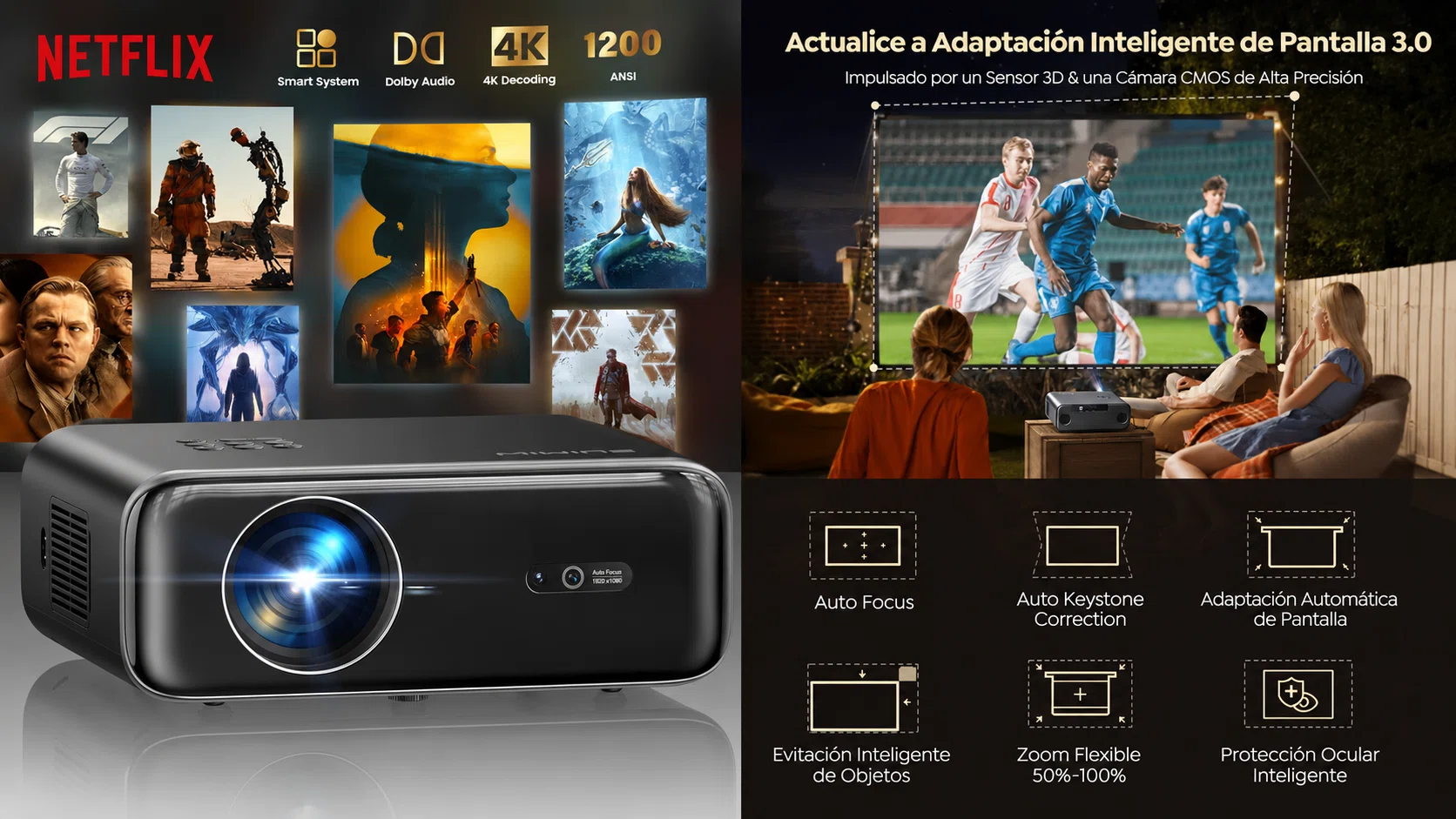 Lleva una pantalla gigante donde quieras con el proyector WiMiUS P62Pro FullHD con soporte 4K, Netflix, Dolby y enfoque automático por sólo 203,83€ con cupón y envío gratis (-52%)