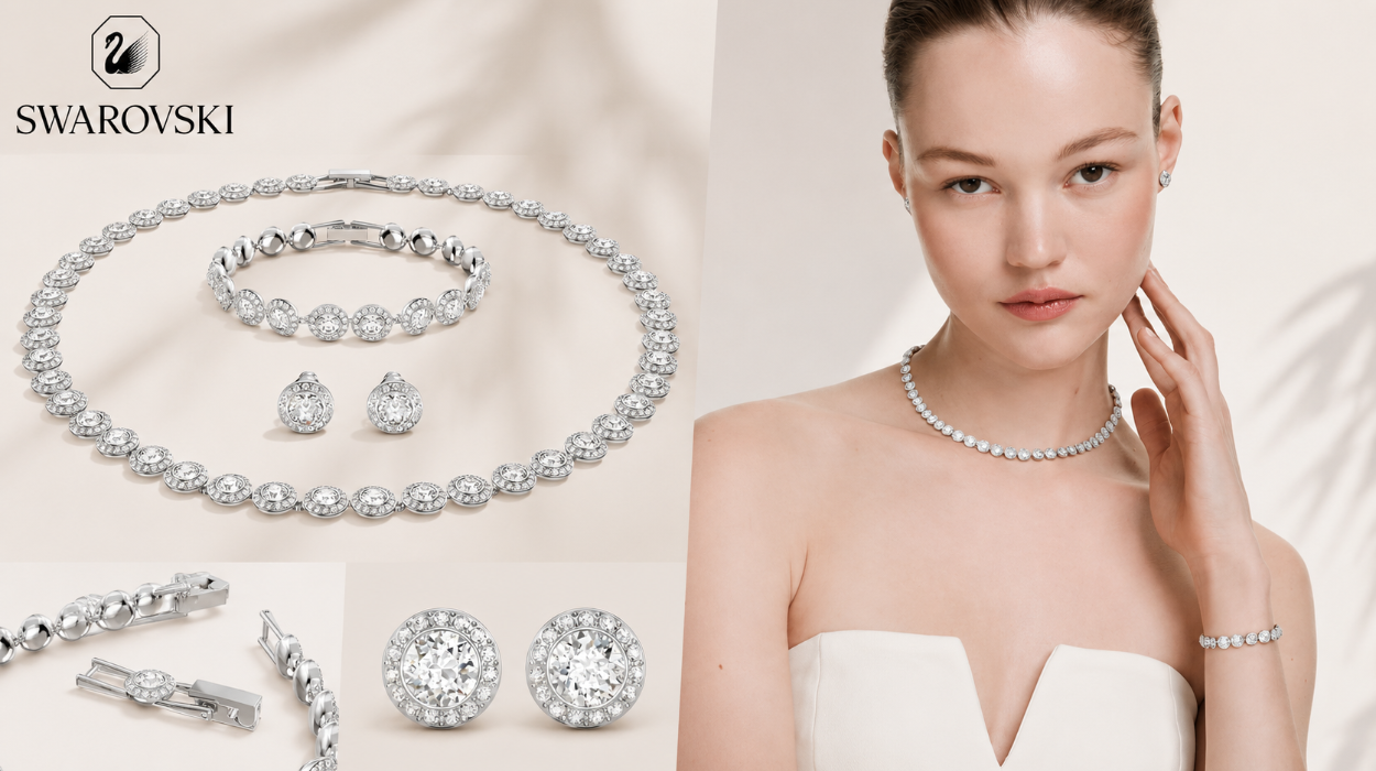 Sorprende con el conjunto de collar, pulsera y pendientes Swarovski Angelic para ocasiones especiales por sólo 289,79€ con envío gratis (-36%)