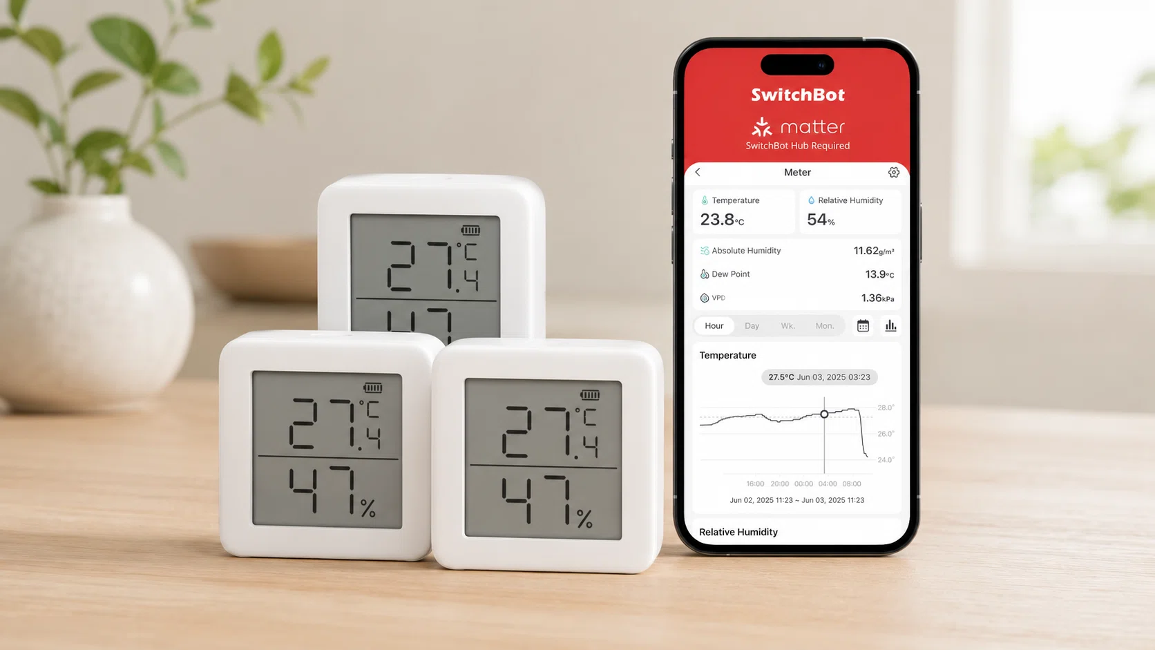 Pack x3 Termómetro higrómetro SwitchBot para interior, con APP y almacenamiento de datos por sólo 20,16€ (-5%)