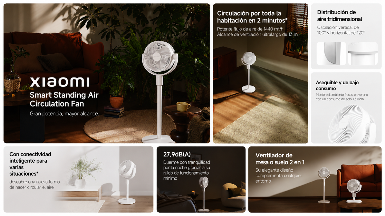 Ventilador de pie Xiaomi Smart Standing Air Circulation Fan por sólo 53,48€ con cupón y envío gratis (-41%)