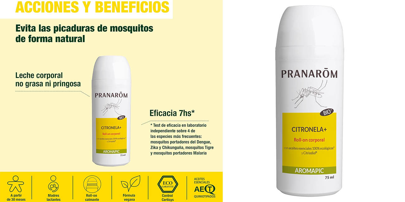 Chollo Pranaróm Citronela+ en roll-on para prevenir picaduras por solo 11,98€ con cupón (48% de descuento)