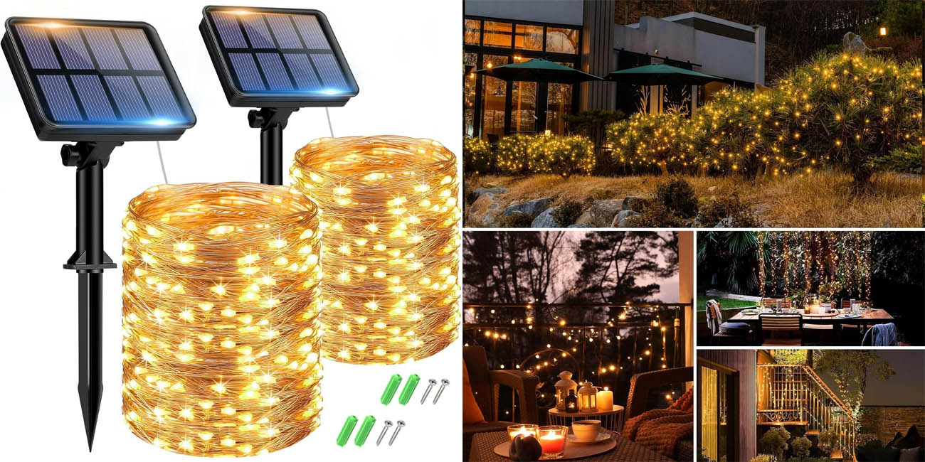 Chollazo Pack 2x Guirnalda LED solar Btfarm de 15 metros cada una por sólo 12,74€ con descuento (-25%)