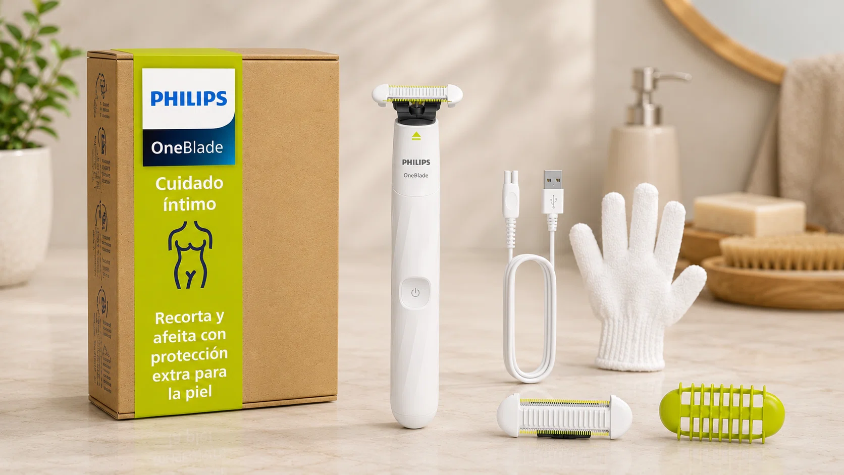 Philips OneBlade Intimate: recorta y afeita cuerpo y zonas íntimas con protección extra para la piel por sólo 34,99€ con envío gratis (-22%)