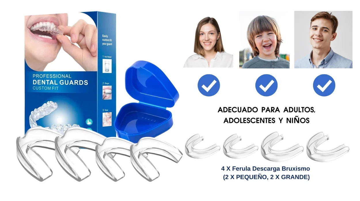 Pack x4 férulas de descarga para bruxismo nocturno en 2 tamaños ajustables para dormir por sólo 9,49€ (-32%)