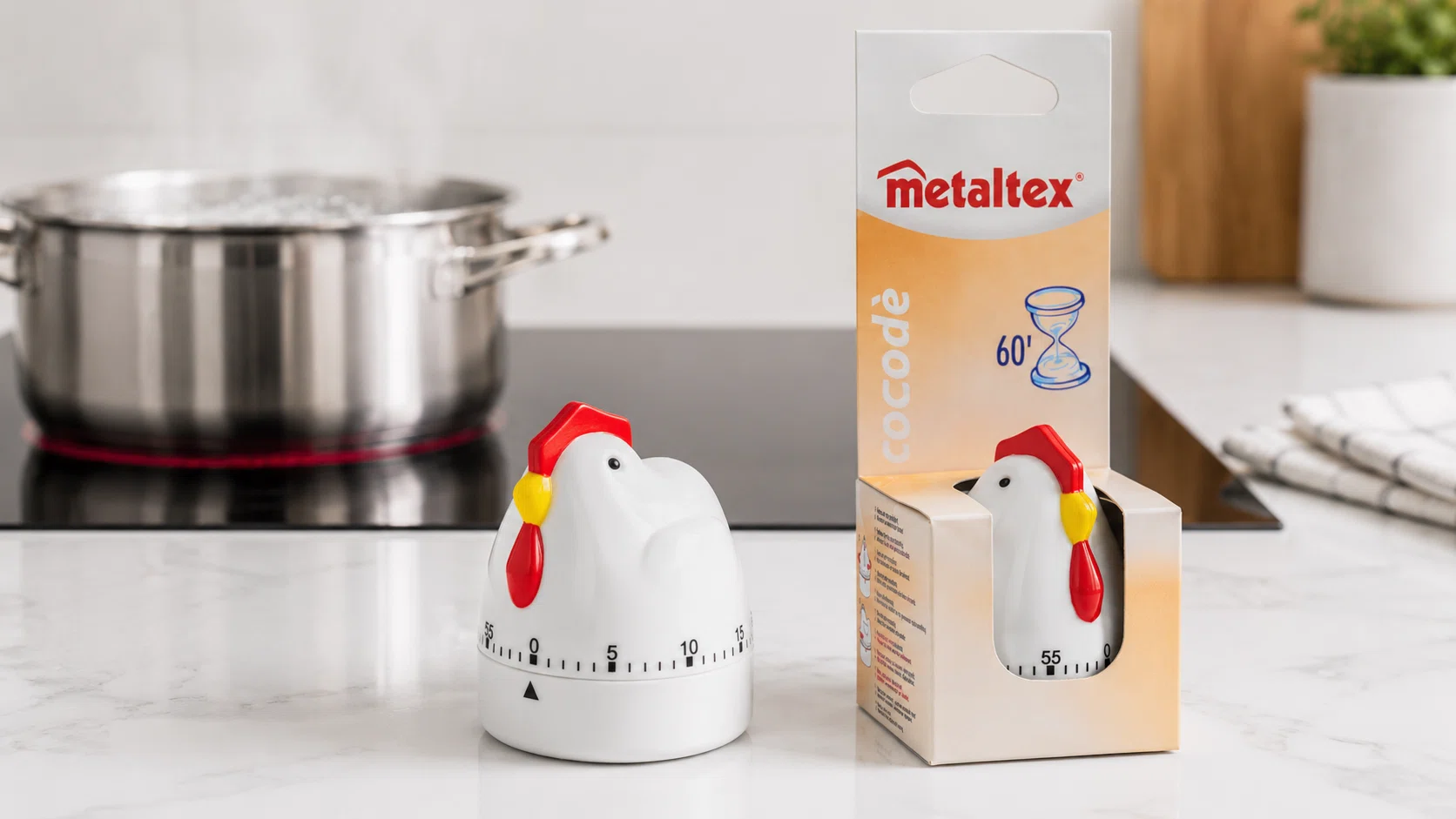 La cuenta atrás para cocinar más práctica y divertida: Minutero Metaltex con forma de gallina por sólo 3,55€