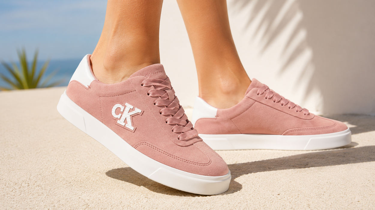 Zapatillas de ante Calvin Klein Low Pro Cups para mujer en color rosa por sólo 54,95€ con envío gratis (-45%)