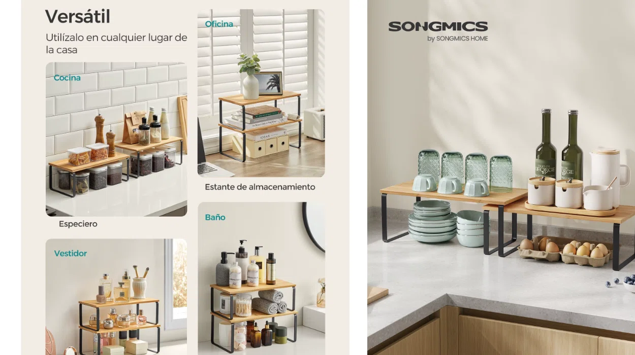 Doble estante para especias o utensilios Songmics por sólo 11,60€ con envío gratis (-62%)
