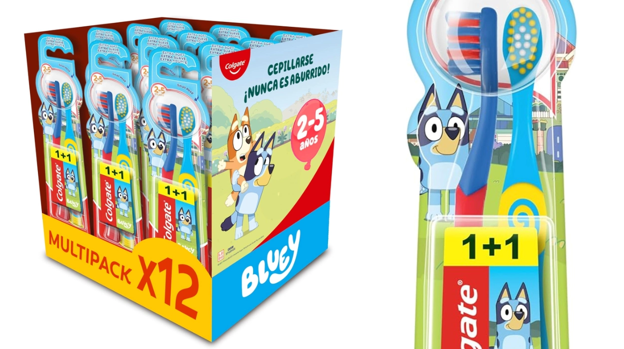Pack x24 cepillos de dientes Colgate Bluey para niños: suaves, cómodos y con ventosa por sólo 10,76€ (-71%)