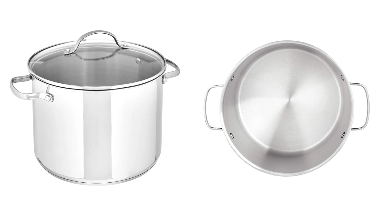 Chollo Olla de acero inoxidable de 7,6 litros Amazon Basics con tapa de vidrio por sólo 23,79€ (-28%)