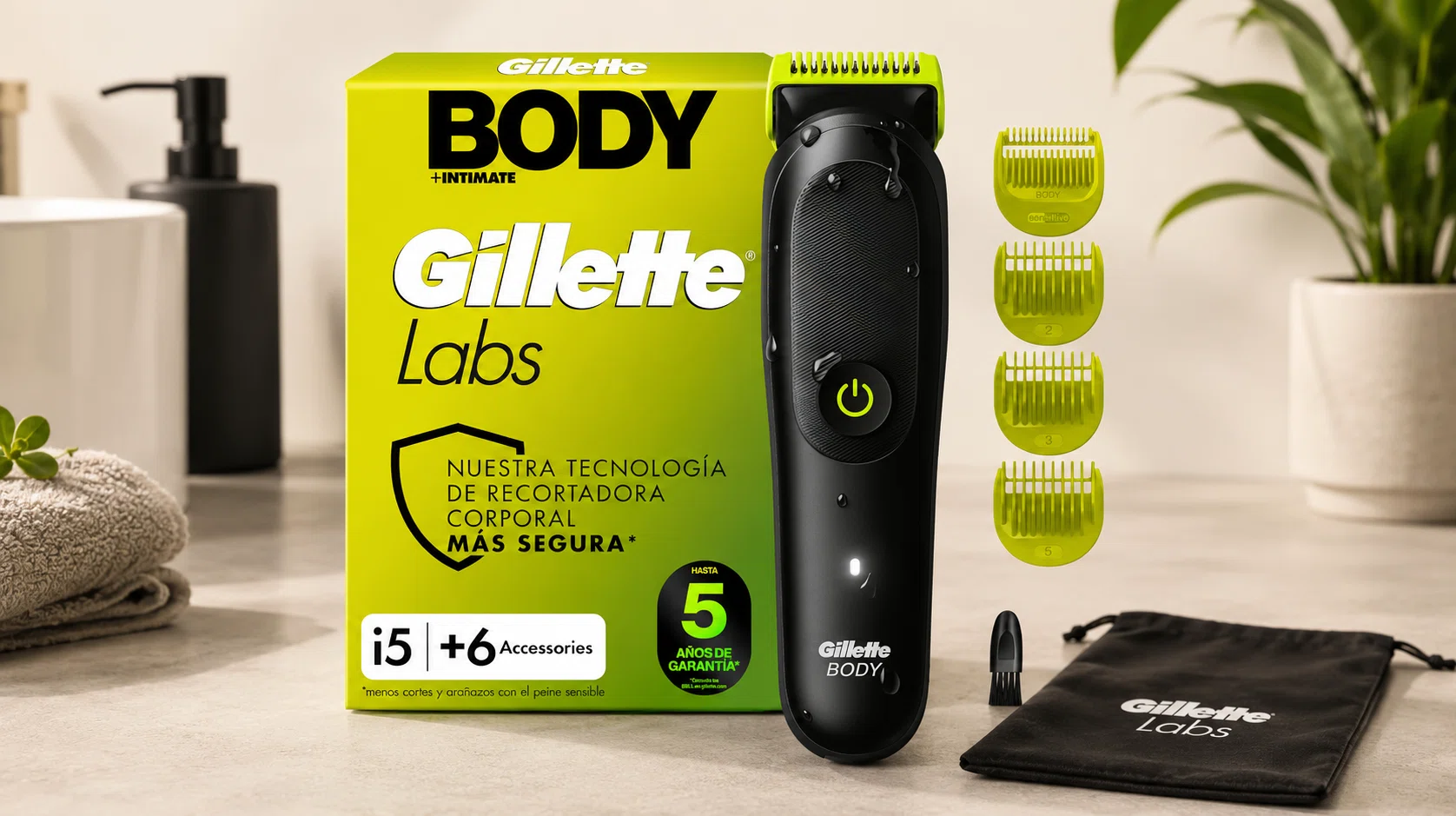 Afeitadora corporal GilletteLabs i5 Body + Intimate con tecnología Skinfirst y 4 peines para cuerpo y zonas íntimas por sólo 37,99€ con envío gratis (-42%)